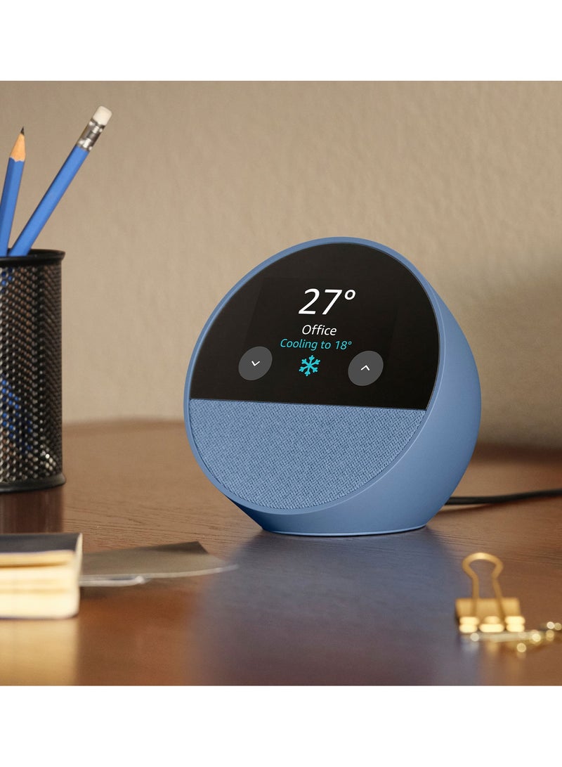 Echo Spot is a smart device with a vibrant Sonido and Alexa with a beautiful screen (blue) new release 2024