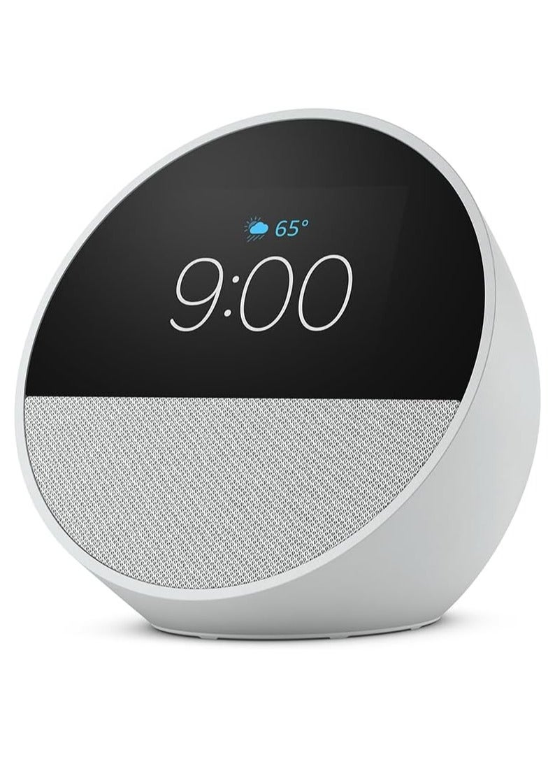 Echo Spot is a smart device with a vibrant Sonido and Alexa with a beautiful screen (white), new release 2024.