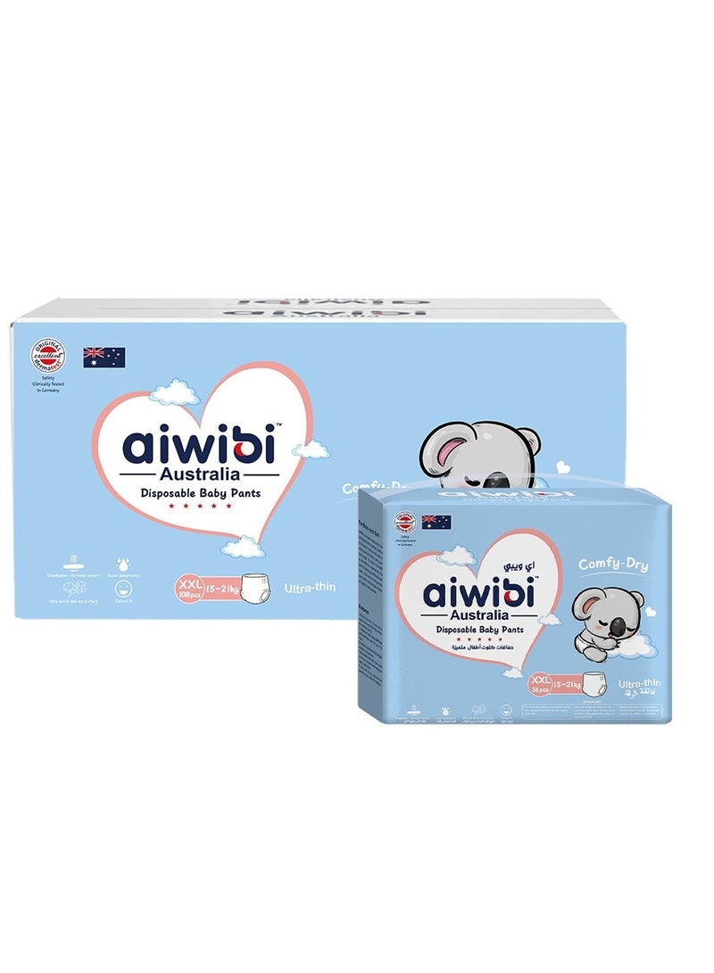 Aiwibi Comfy Dry Baby Pants Size 6-XXL (15-21kg) 36's - Pack Of 3