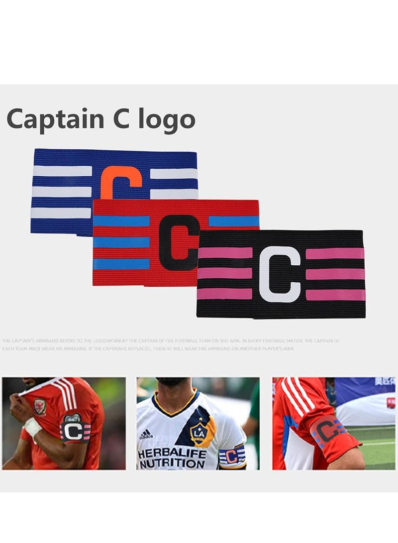 Captains Armband, 3 Pcs Adjustable Sports Captains Armband for Hockey Football Multiplayer Ball Games