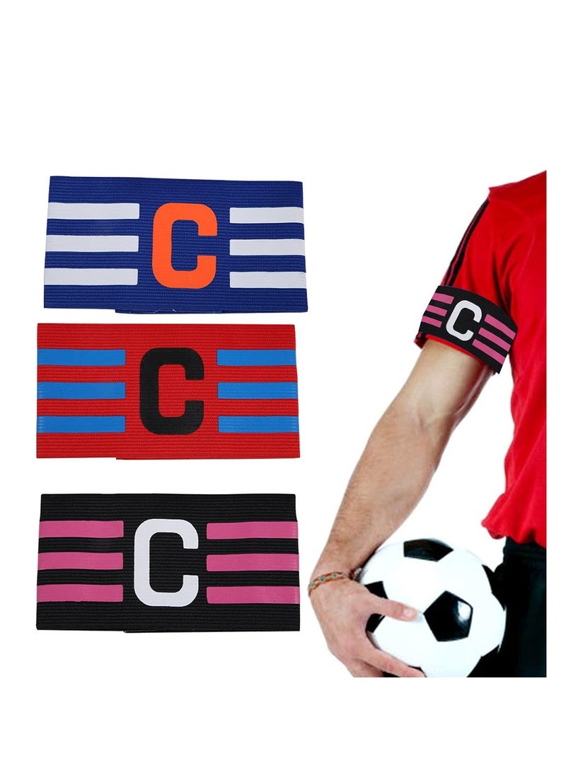 Captains Armband, 3 Pcs Adjustable Sports Captains Armband for Hockey Football Multiplayer Ball Games