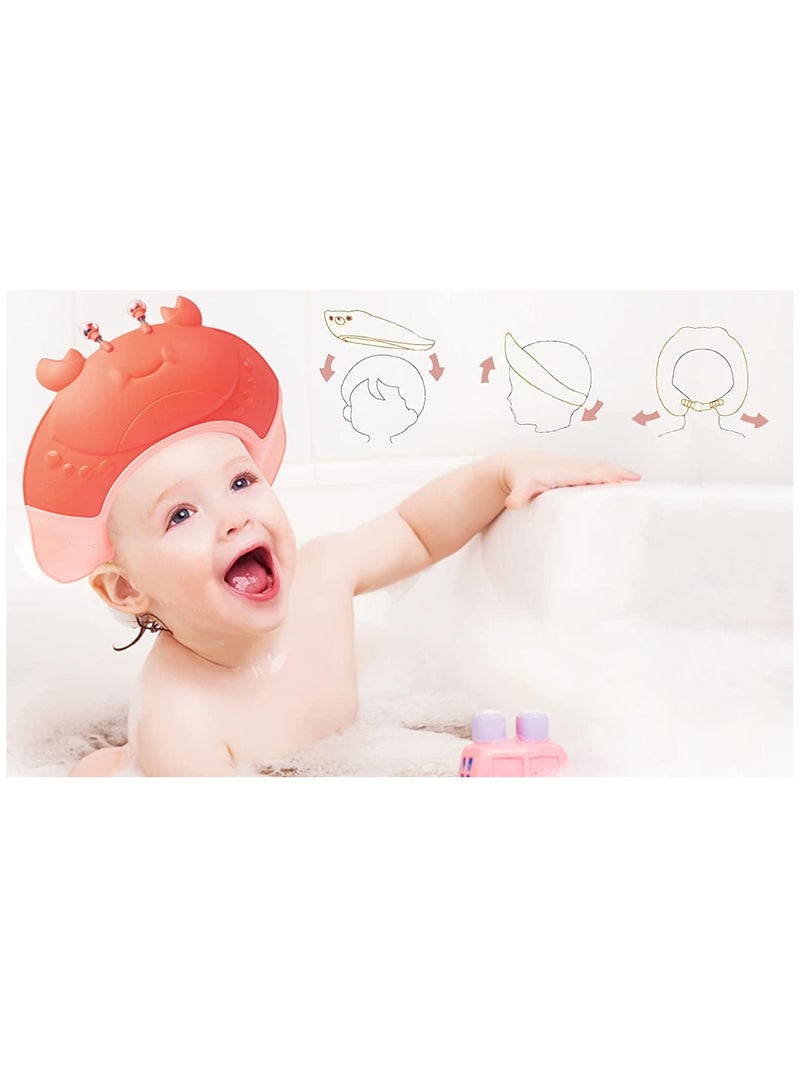 Toddler Shower Cap Baby Shower Cap Bathing Hat, Adjustable Silicone Shower Cap, Waterproof Bathing Eye, and Ear Protection Bath, for Children Infants, Toddlers, Children