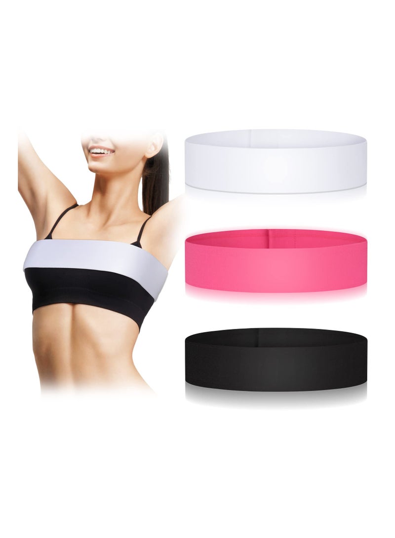 Support Band, No Bounce Stabilizer Band High Impact Adjustable Extra Sports Bra Strap for Women, High Impact Sports Bra Support Band, Soft, Breathable Fabric (Black, White, Pink)(3 Pcs )(L)