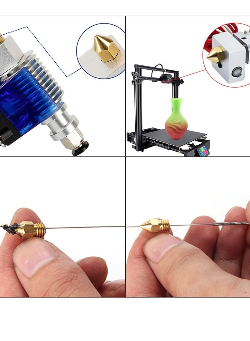 3D Printer Nozzles, DIY Accessories for MK8 0.2mm, 0.3mm, 0.4mm, 0.5mm, 0.6mm, 0.8mm, 1.0mm Tip Brass Nozzles with Storage Case Extruder Print Nozzles (24 Pieces)