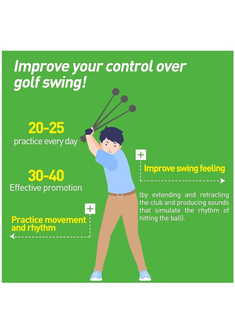 Golf Swing Trainer Stretchable Golf Swing Training Device Aid for Tempo Rhythm Balance and Strength Emitting Swing Rod aids in Practice Lightweight Durable Golf Swing Mas with Ergonomic Grip