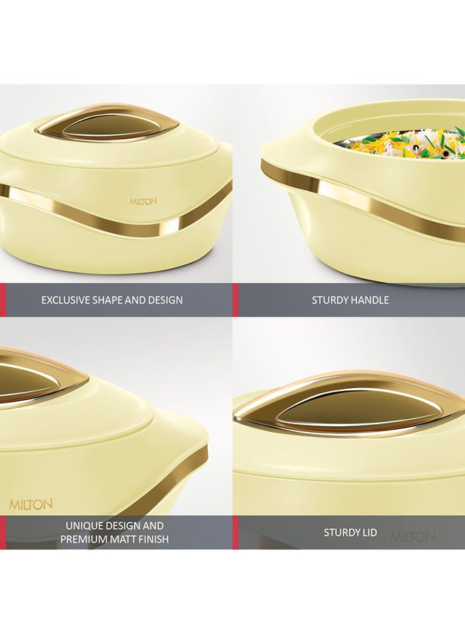 3-Piece Casserole Set (860ml, 1.27L, 1.96 L) Double-Walled Hotpot with PU Insulation & Stainless Steel Inner, Keeps Food Hot/Cold, Perfect for Serving Chapati, Roti & Mandi - Pearl Reg Ivory