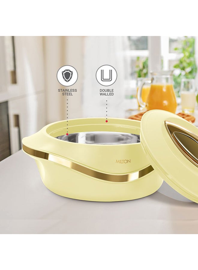 3-Piece Casserole Set (860ml, 1.27L, 1.96 L) Double-Walled Hotpot with PU Insulation & Stainless Steel Inner, Keeps Food Hot/Cold, Perfect for Serving Chapati, Roti & Mandi - Pearl Reg Ivory