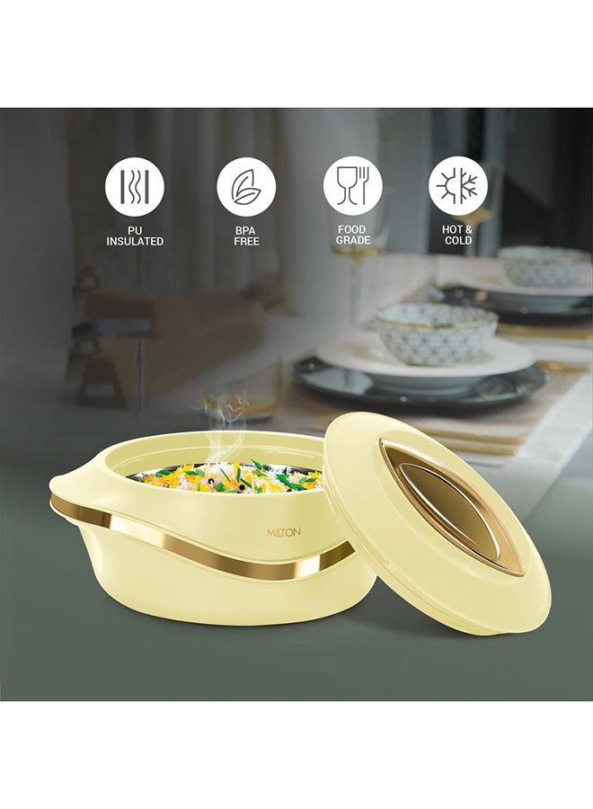 3-Piece Casserole Set (860ml, 1.27L, 1.96 L) Double-Walled Hotpot with PU Insulation & Stainless Steel Inner, Keeps Food Hot/Cold, Perfect for Serving Chapati, Roti & Mandi - Pearl Reg Ivory