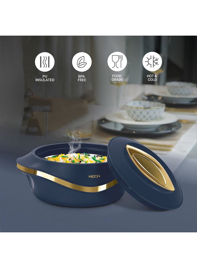 3-Piece Casserole Set (860ml, 1.27L, 1.96L) Double-Walled Hotpot with PU Insulation & Stainless Steel Inner, Keeps Food Hot/Cold for Hours, Perfect for Serving biryani, Roti - Pearl Reg Blue