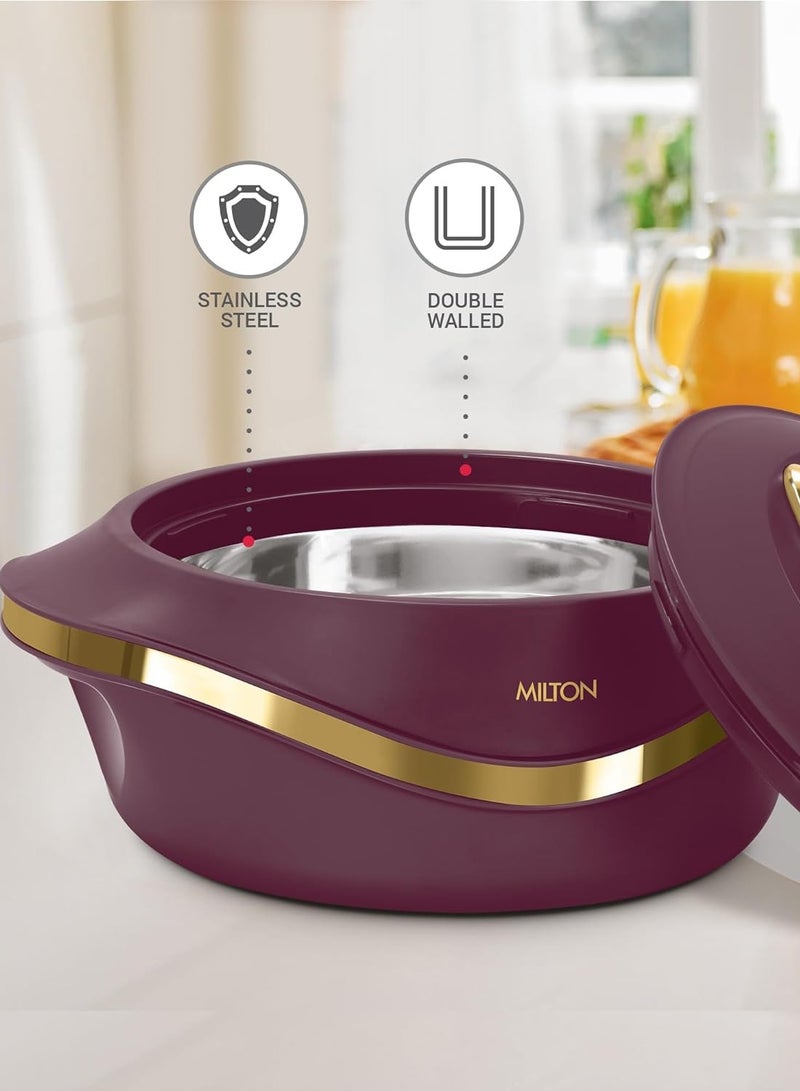 3-Piece Casserole Set (860ml, 1.27L, 1.96L) Double-Walled Hotpot with PU Insulation & Stainless Steel Inner, Keeps Food Hot/Cold for Hours, Perfect for Serving Roti - Pearl Reg Marron
