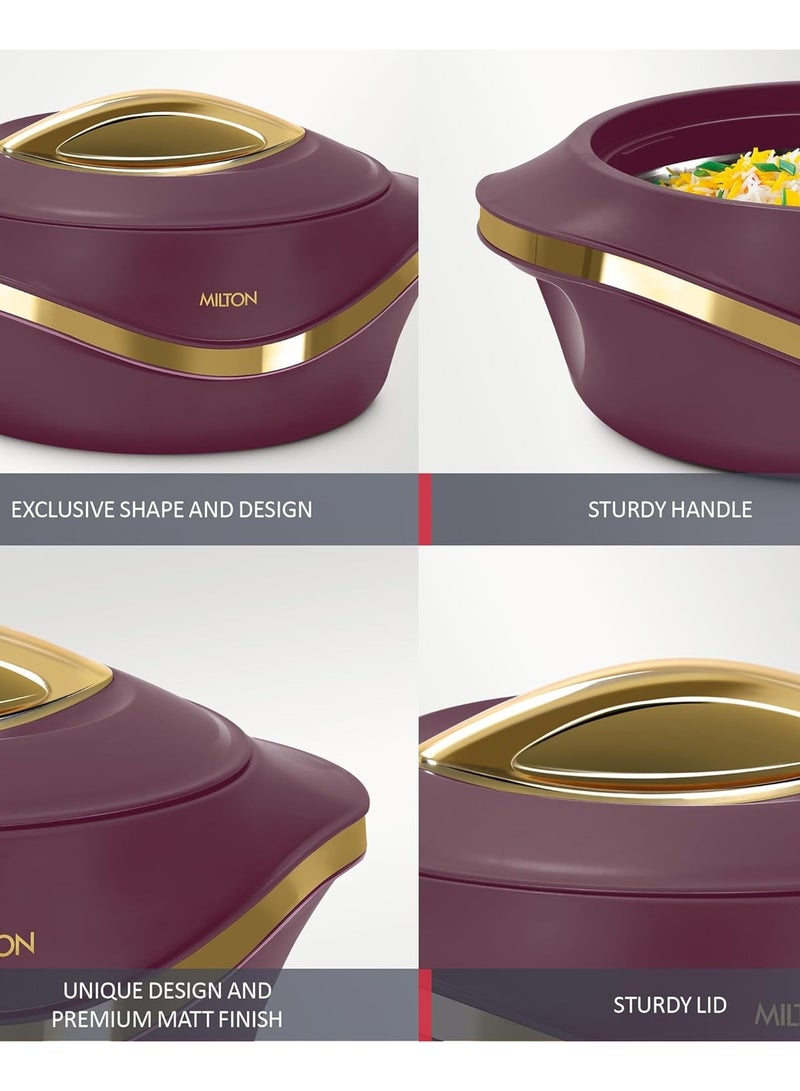 3-Piece Casserole Set (860ml, 1.27L, 1.96L) Double-Walled Hotpot with PU Insulation & Stainless Steel Inner, Keeps Food Hot/Cold for Hours, Perfect for Serving Roti - Pearl Reg Marron
