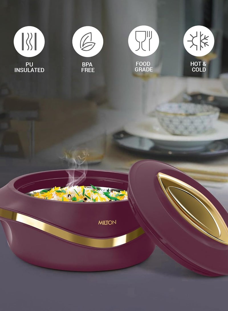 3-Piece Casserole Set (860ml, 1.27L, 1.96L) Double-Walled Hotpot with PU Insulation & Stainless Steel Inner, Keeps Food Hot/Cold for Hours, Perfect for Serving Roti - Pearl Reg Marron