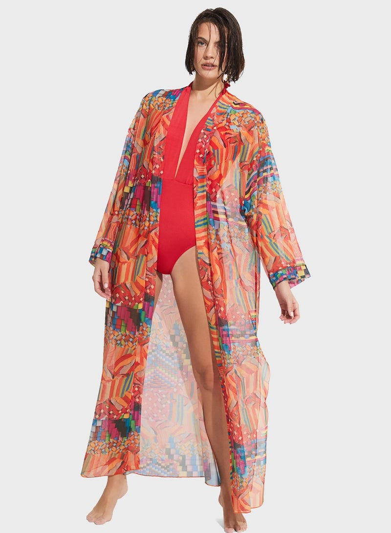 Mesh Printed Kimono