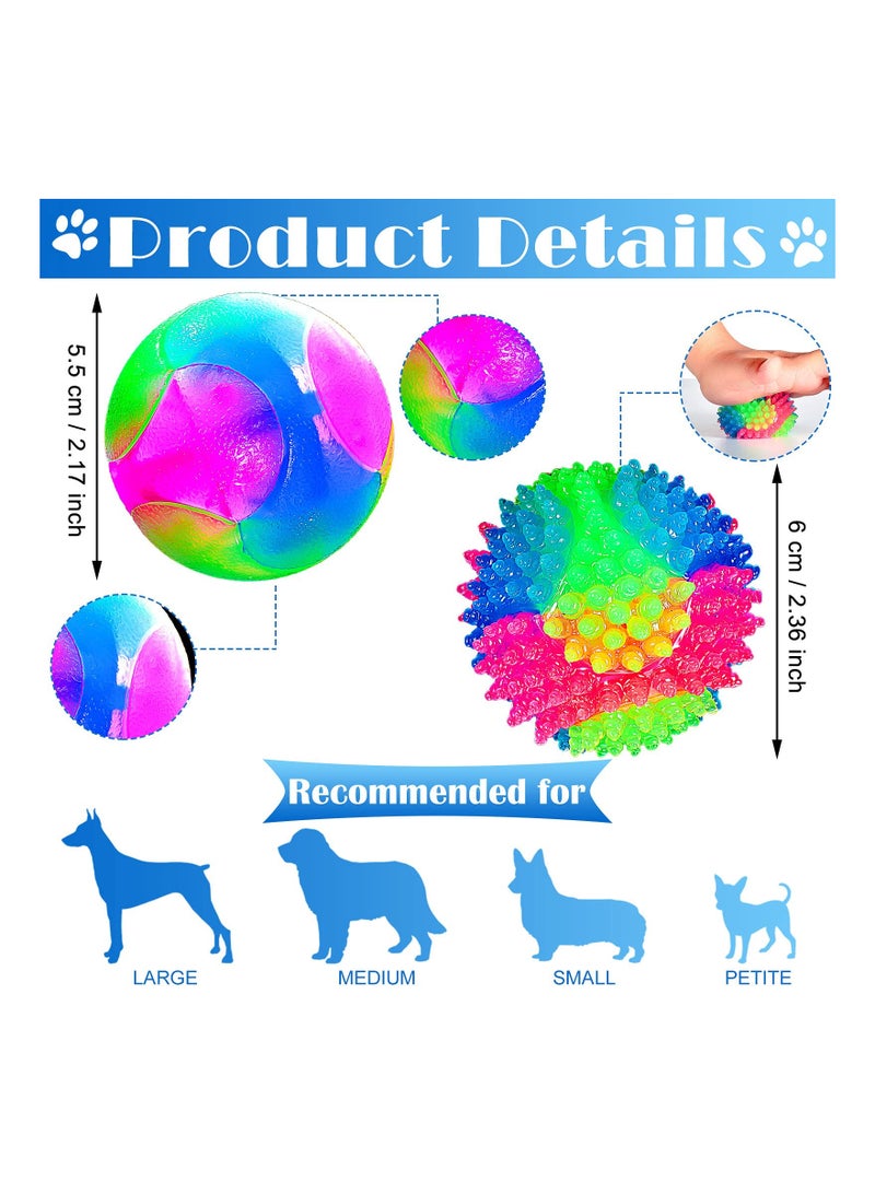 2 Pieces Light up Dog Ball, Elastic Flashing Ball Glowing Interactive Dog Toy Ball Flash LED Dog Ball Toy Pet Color Light Ball Bounce-Activated for Dogs and Puppies