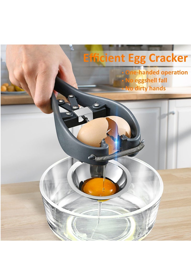 Egg Cracker Egg Separator Tool, Handheld Egg Opener with Egg Yolk White Separator Food Grade Eggshell Cutter Creative Kitchen Gadgets
