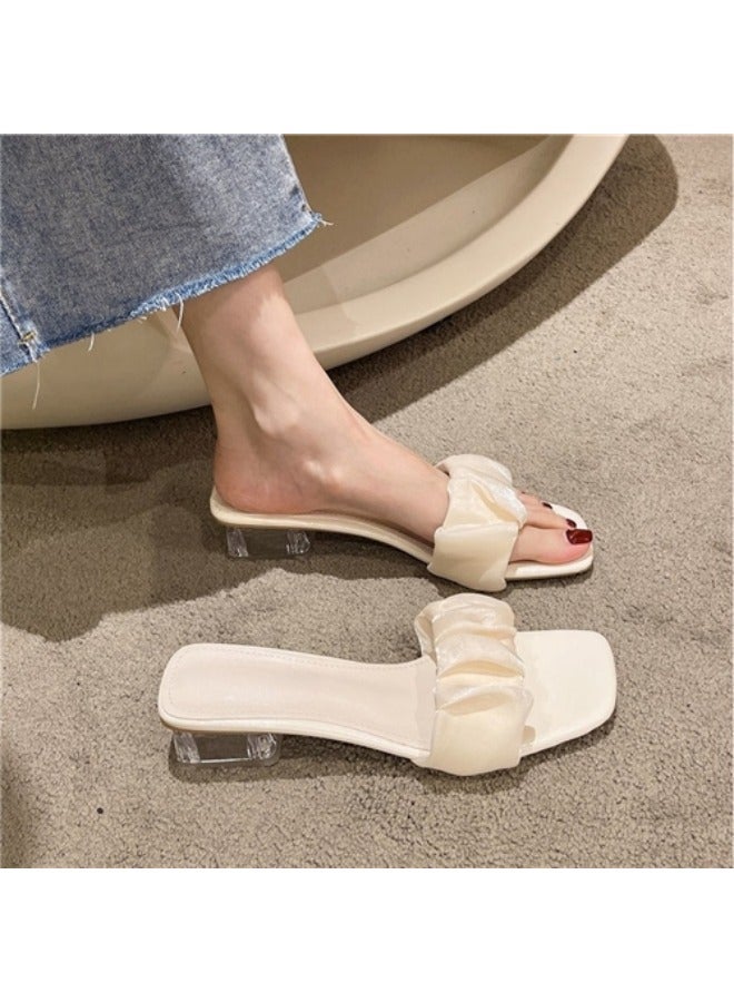 Slippers Women Low Heel Pumps Ladies Party Shoes Light Square Head Heels Wedding Fashion Casual Sandal