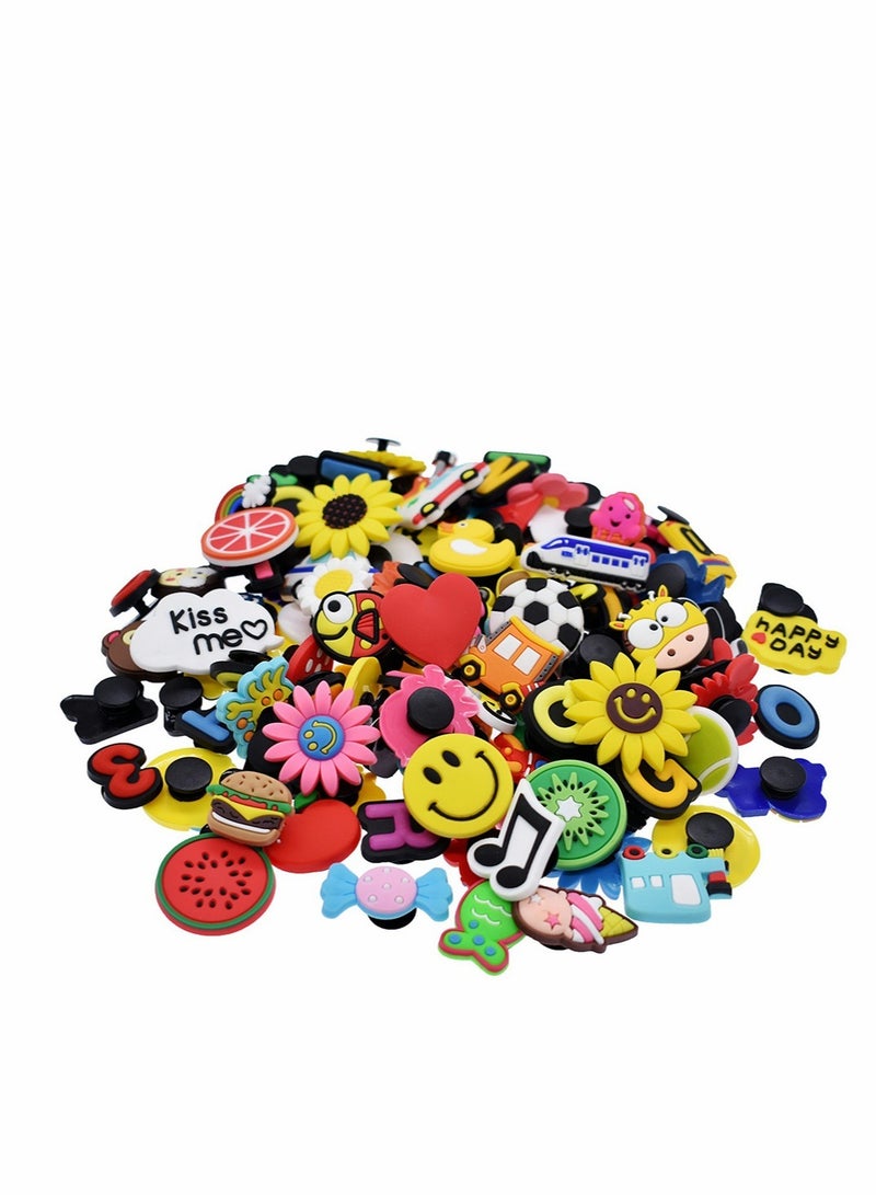 Shoe Decoration Charms, 100 Pcs Random Color Fit for Shoes and Wristband Bracelet, Different Shape Charms Party Gift for Kids and Teens Different Unisex Adult Shoe Charms