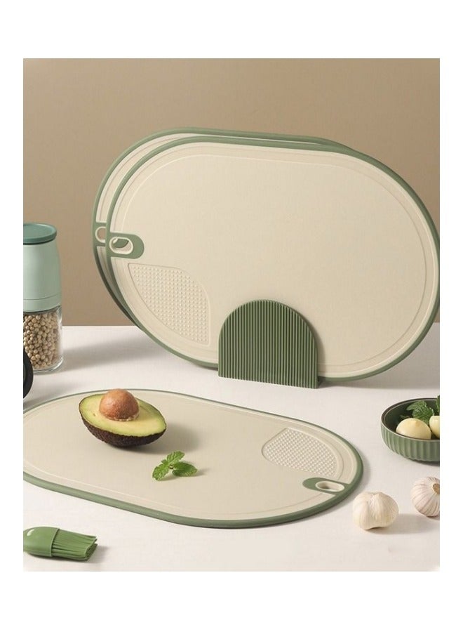 3-Piece Plastic Cutting Board with Stand,BPA-Free, Green