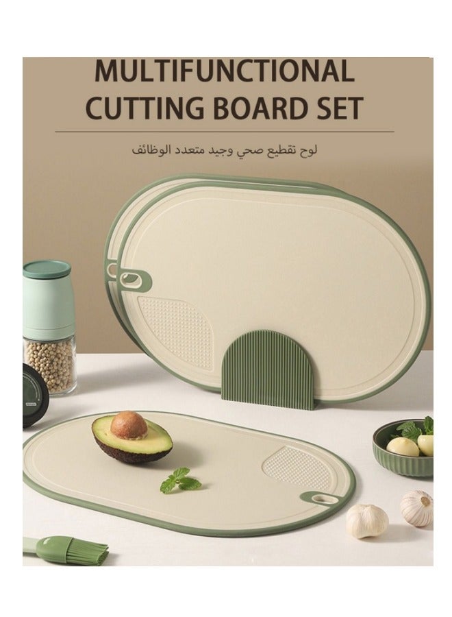 3-Piece Plastic Cutting Board with Stand,BPA-Free, Green