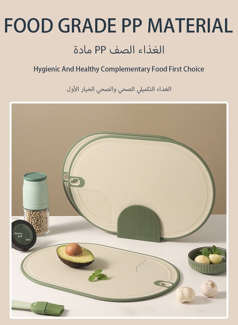 3-Piece Plastic Cutting Board with Stand,BPA-Free, Green