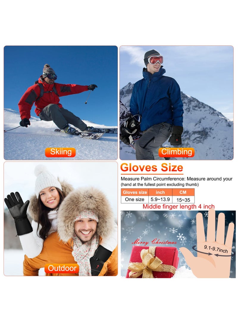 Heated Gloves, Electric Heated Gloves Camping Hand Warmers Winter Warm Touchscreen Gloves for Men Women - Waterproof Gloves Windproof Glove for Outdoor Cycling Skiing Hiking Working