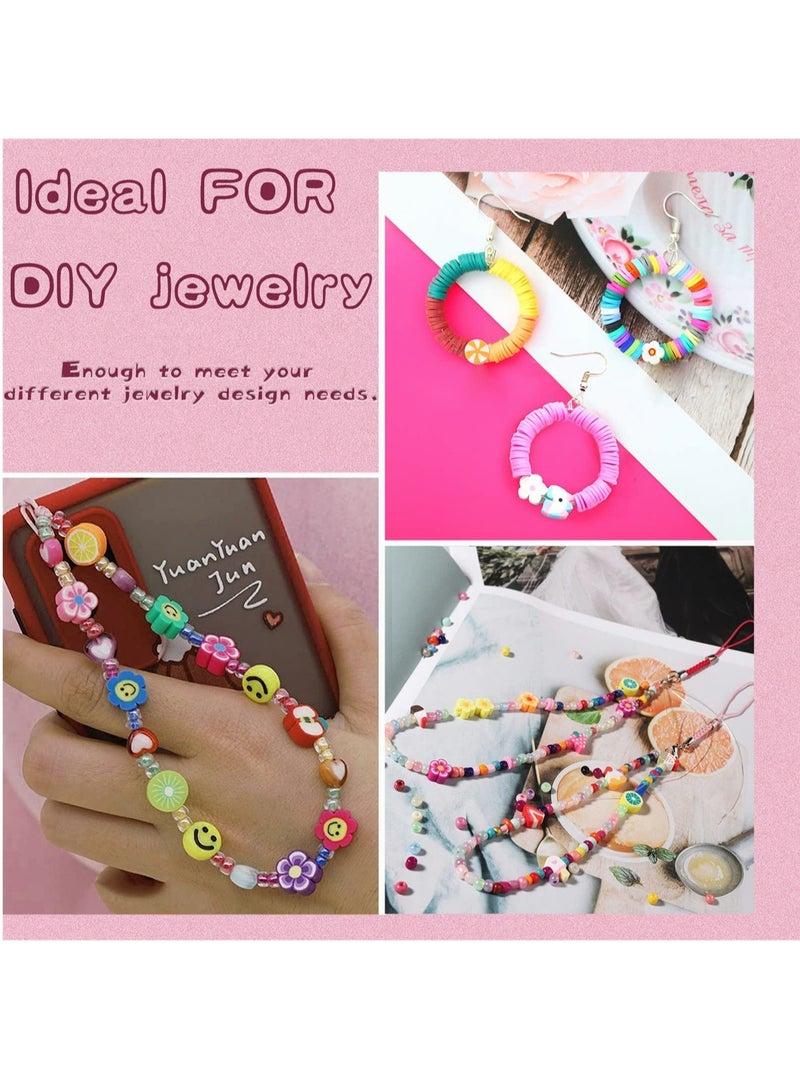 360 Pieces Polymer Clay Beads for Jewelry Bracelet Making Kit 24 Styles Preppy Beads DIY Arts and Crafts Kit Include Flower Smiley Face Bead Charms