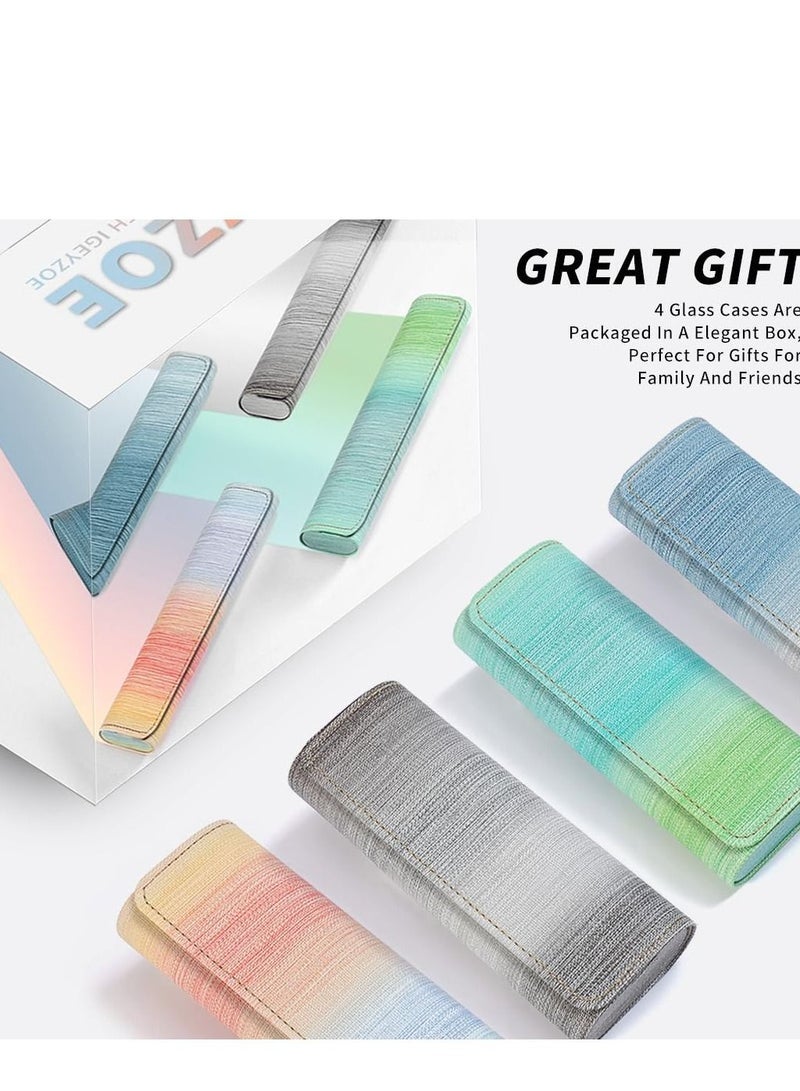 4 Pack Eyeglasses Sunglasses Case, Portable Eyewear Organizer Pouch Bag, Hard Shell Eyeglasses Case for Men Women (Multicolor)