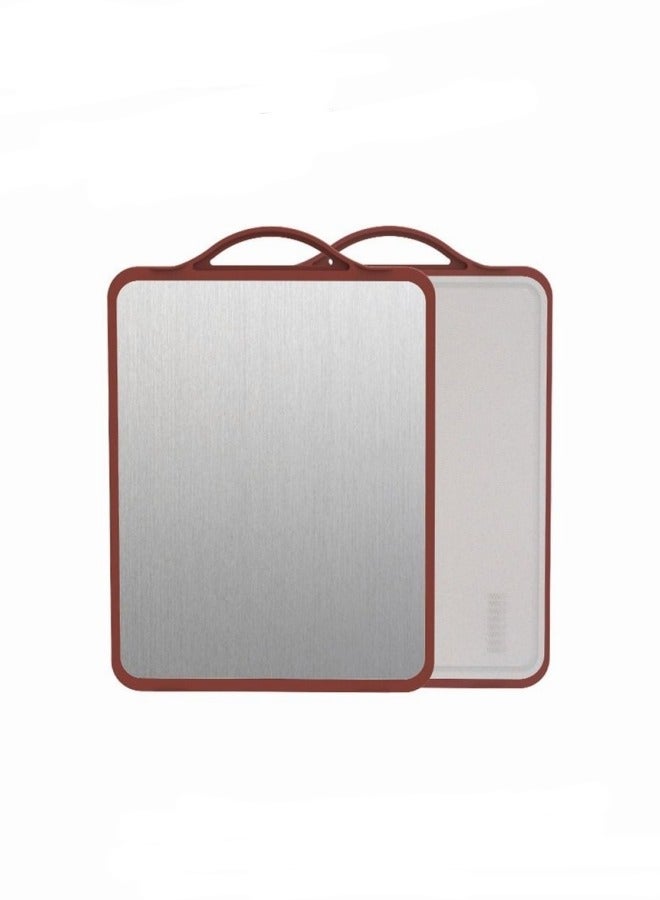 Double sided cutting board, kitchen 304 stainless steel cutting board with juice trough, dishwasher safe, knife friendly, grinding area 41 * 30.5 CM