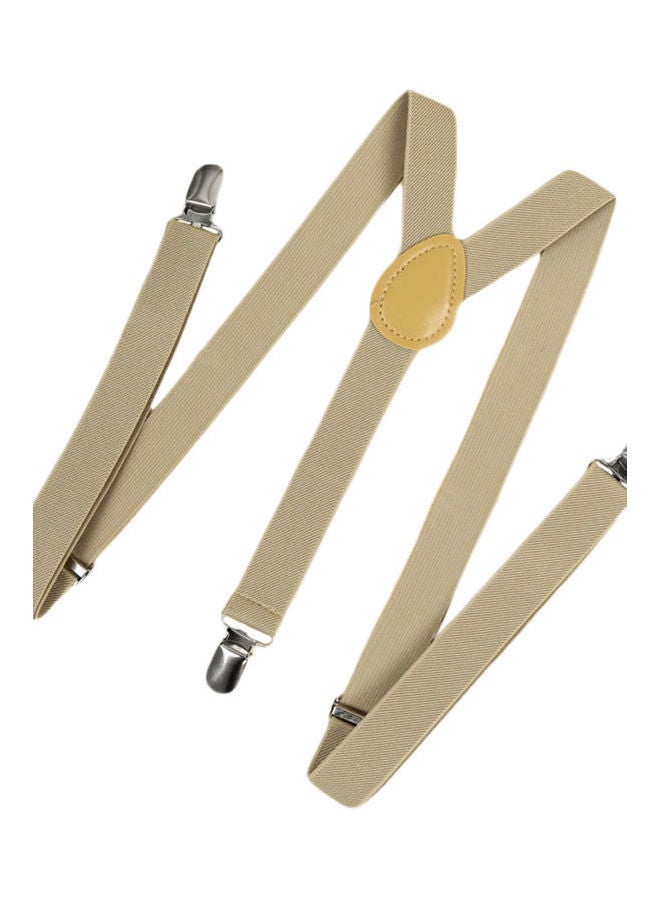 Clip On Suspenders Elastic Y-Shape Back Formal Braces Khaki