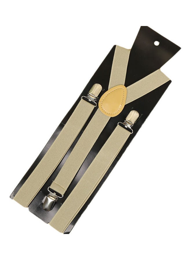 Clip On Suspenders Elastic Y-Shape Back Formal Braces Khaki