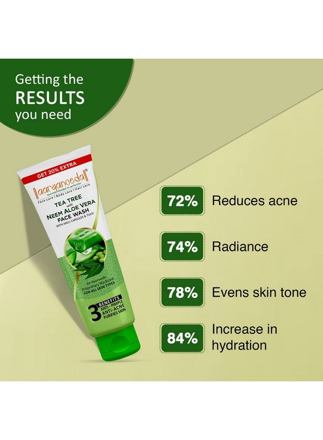 Tea Tree Face Wash With Neem & Aloe Vera Extracts 120Ml And Aloevera & Cucumber Hydra Body Lotion 1000 Ml