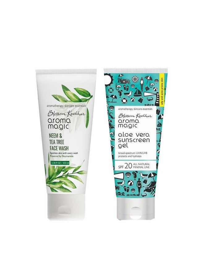 Aloe Vera Sunscreen Gel 100 Ml & Neem & Tea Tree Face Wash (Powered By Niacinamide) 100 Ml