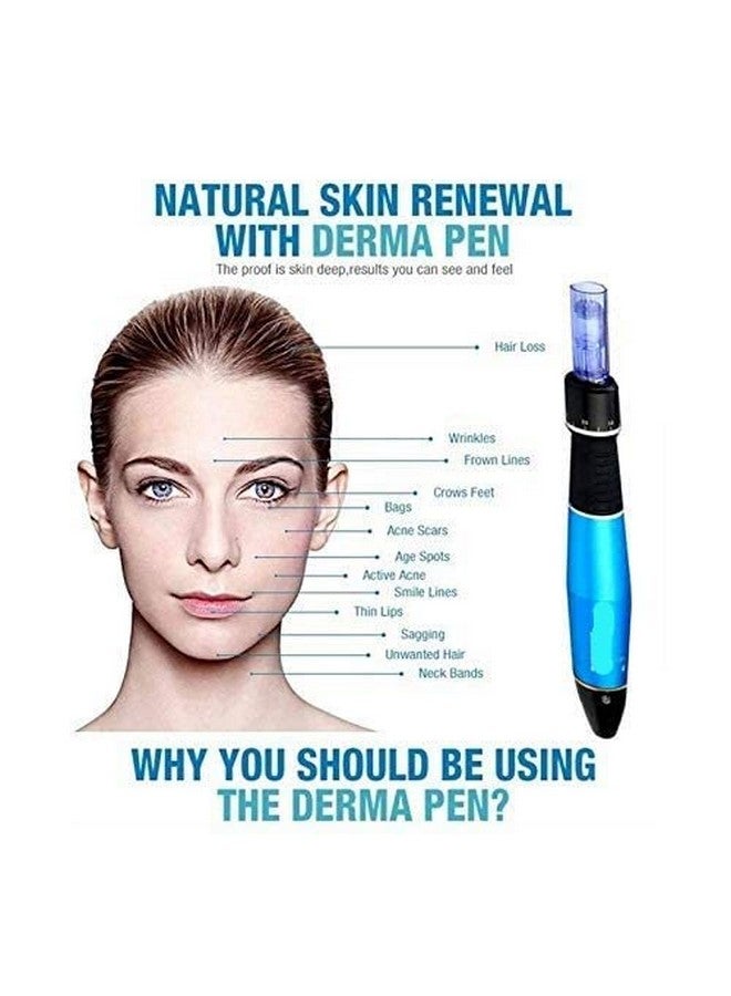 Electric Derma Stamp Auto Micro Needle Pen A1W Wireless For Skin Care With 2Pcs 12Pin Cartridges