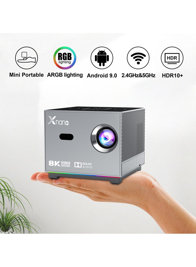 Wireless Smart Projector X3 T972 HD Bluetooth Projector Mini Portable 8K ARGB Color Lighting Electric Focus+4-Point Keystone Correction