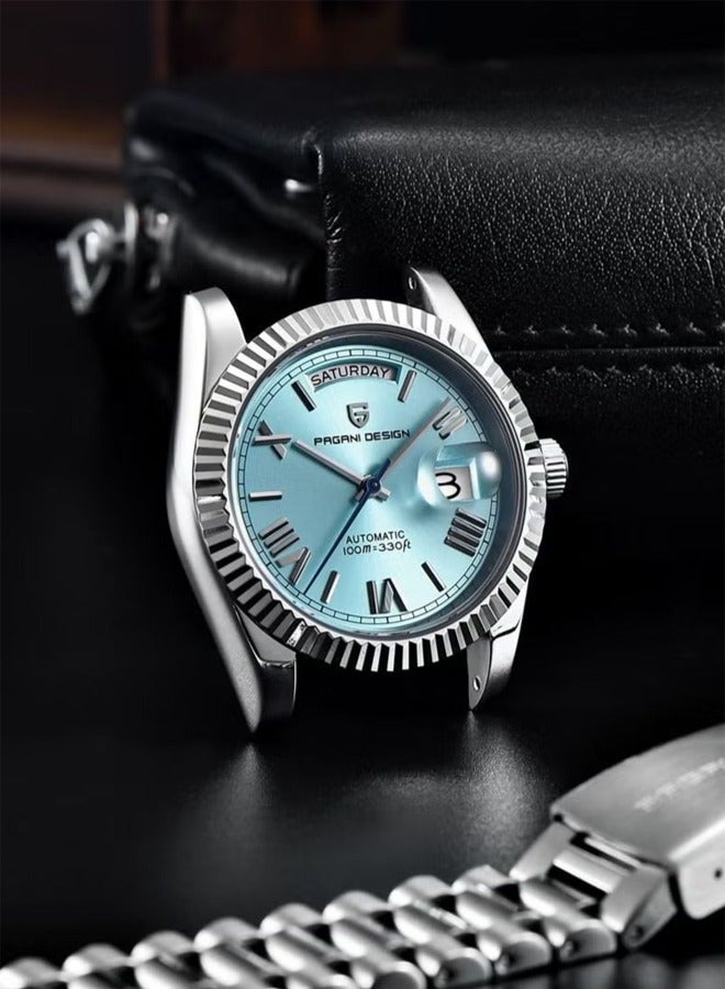 Men's 36mm automatic sky blue stainless steel mechanical business sports watch, men's luxury Watch PD-1752 sky blue