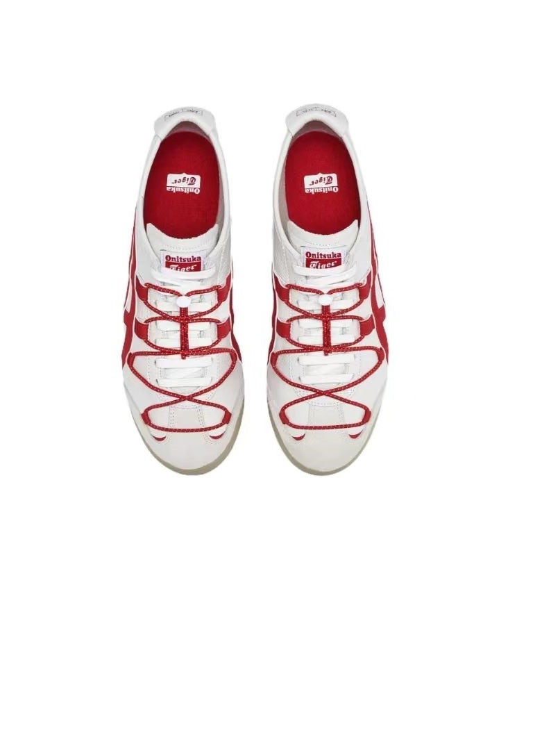 Men and Women Mexico 66 Lace-up Shoes White/Red