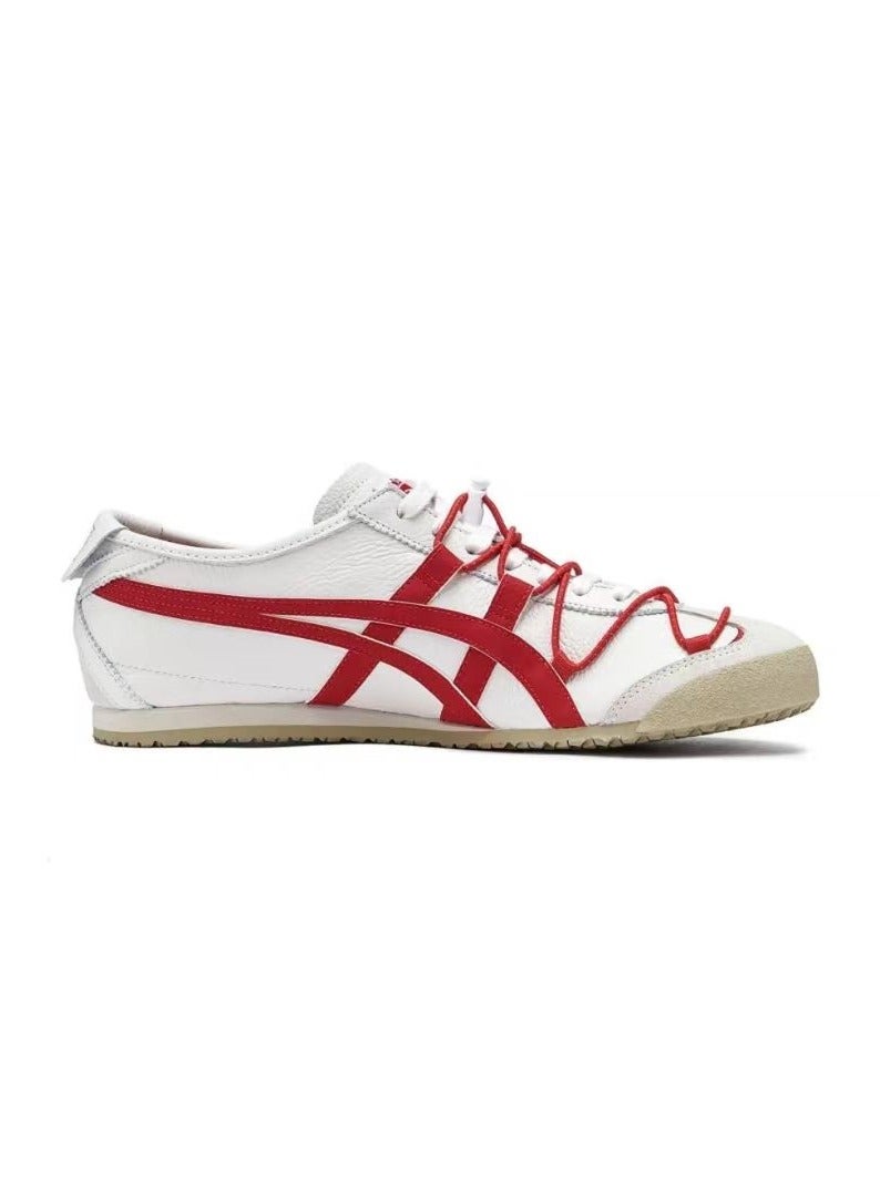 Men and Women Mexico 66 Lace-up Shoes White/Red