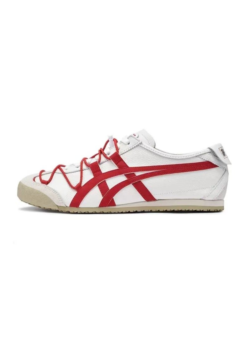 Men and Women Mexico 66 Lace-up Shoes White/Red