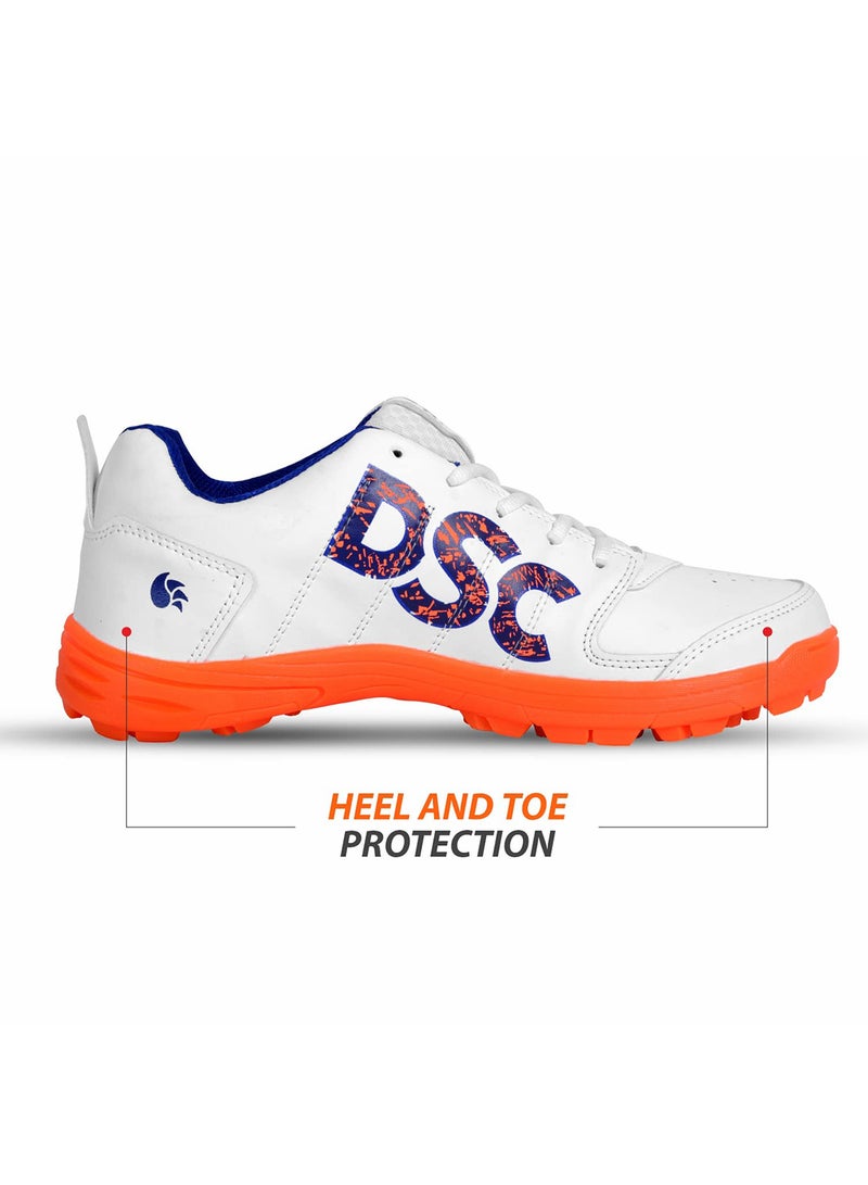 DSC Beamer Cricket Shoes | Color: Fluro Orange-White | Size: 3UK/4US/37EU | For Mens & Boys | Material: Polyvinyl Chloride | Lightweight & Highly Durable | Long Lasting Performance