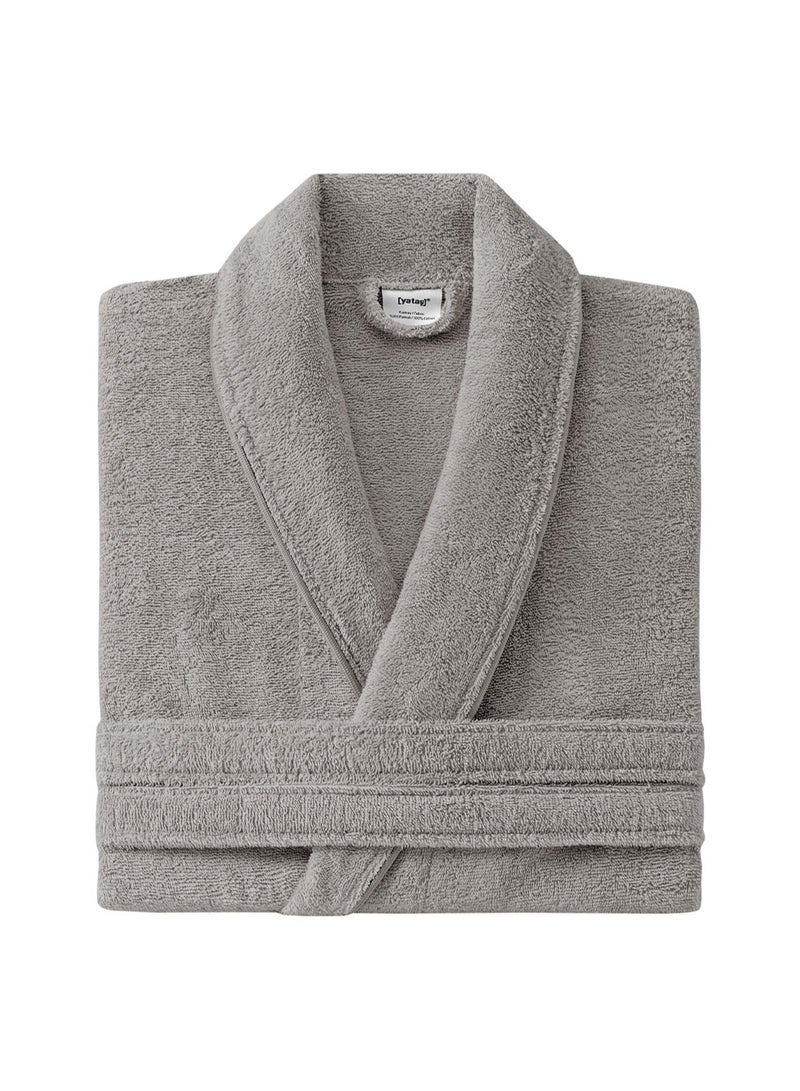 Essentials Grey Bathrobe - Luxurious, Soft, Absorbent Cotton Bathrobe by Yataş Bedding for Men and Women, Size XL