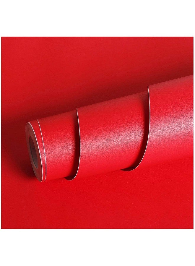 Red Textured Vinyl Peel And Stick Wallpaper Adhesive Paper Wallpaper Shelf Liner Home Decorative Paper (18X78 Inches)