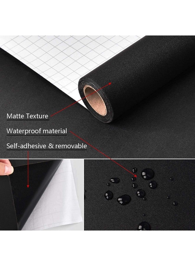 24 X 48 Black Matte Peel And Stick Paper Matte Textured Vinyl Selfadhesive Removable Waterproof Thicken Wallpaper For Rooms Walls Kitchen Countertop Cabinet Wardrobe