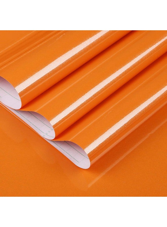 Selfadhesive Solid Color Matte Textured Vinyl Peel And Stick Wallpaper Paper Wallpaper Shelf Liner Home Decorative Paper 24 X 78 Inches (Orange)