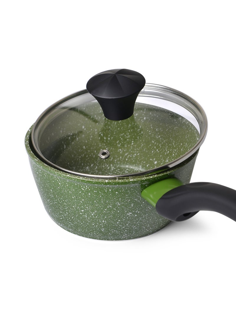 Saucepan with Glass Lid, 20cm/2.25LTR Jenny Series Aluminum with Induction Bottom