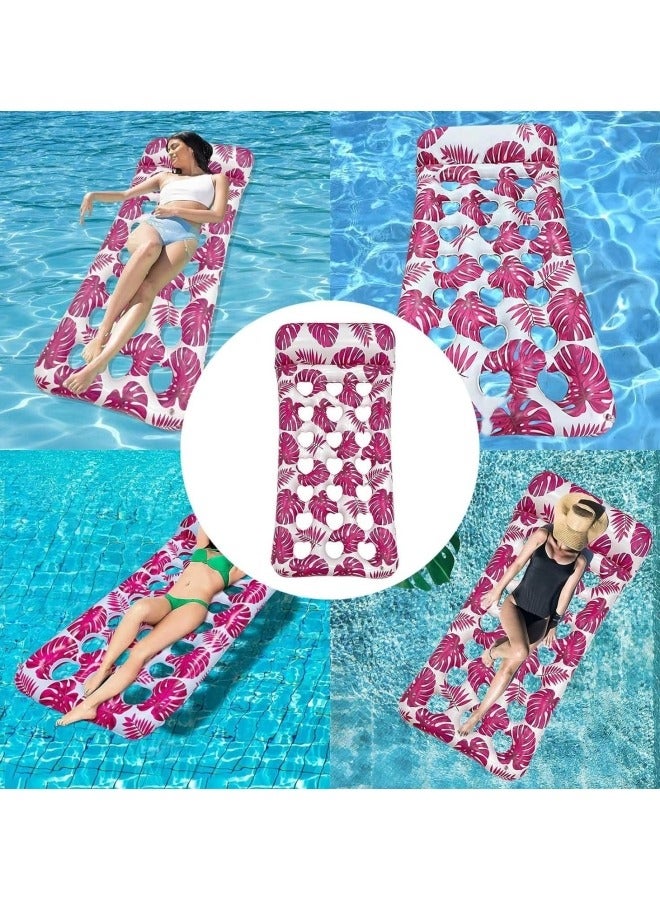 Pool Lounger Float,Water Lounger Pool Chair Lounge,Inflatable Pool Hammock Float 21-Cooling Holes, Floating Mat Swimming Pool Floats Toys Pink