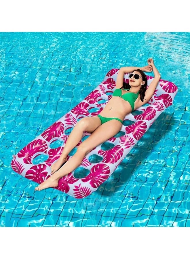 Pool Lounger Float,Water Lounger Pool Chair Lounge,Inflatable Pool Hammock Float 21-Cooling Holes, Floating Mat Swimming Pool Floats Toys Pink