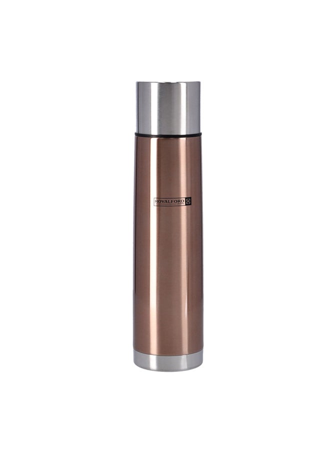 Stainless Steel Vacuum Bottle Brown/Silver 1Liters