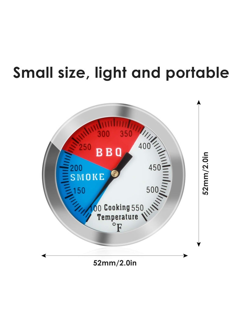 BBQ Thermometer Temperature Gauge, 2Inch Stainless Steel Barbecue Charcoal Grill Smoker Temp Gauge Pit, Fahrenheit and Heat Indicator for Cooking Meat,Stainless Steel Temp Gauge (2Pack)
