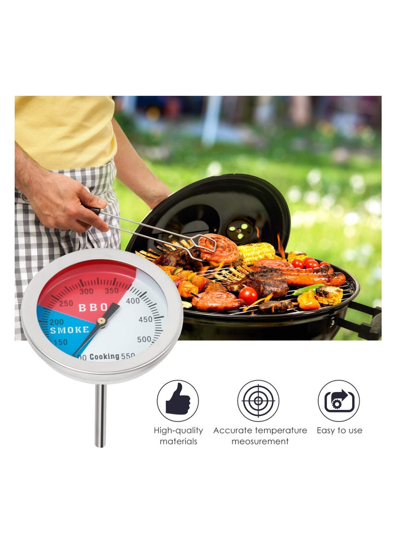 BBQ Thermometer Temperature Gauge, 2Inch Stainless Steel Barbecue Charcoal Grill Smoker Temp Gauge Pit, Fahrenheit and Heat Indicator for Cooking Meat,Stainless Steel Temp Gauge (2Pack)