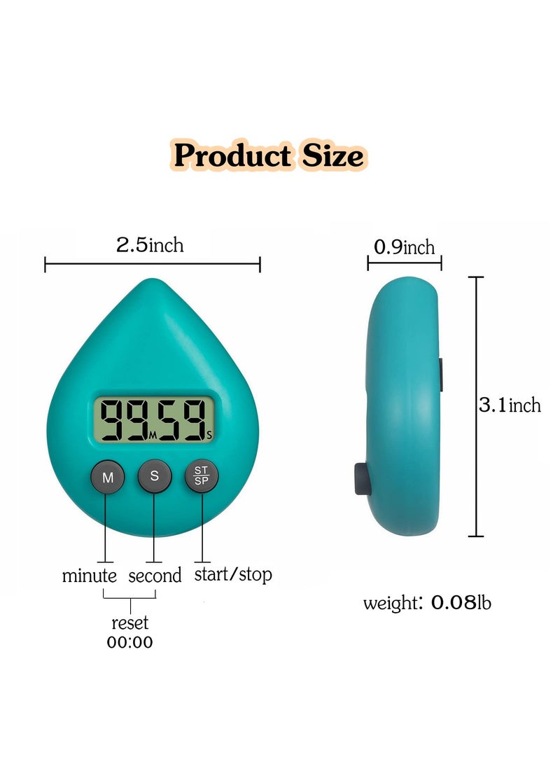 Silent Non-Ticking Battery Operated Shower Timer, Waterproof Digital Timer, Small Size Cute Timer with Suction Cup, Small Size and Good Performance, Strong Magnet on the Back (Light Green)